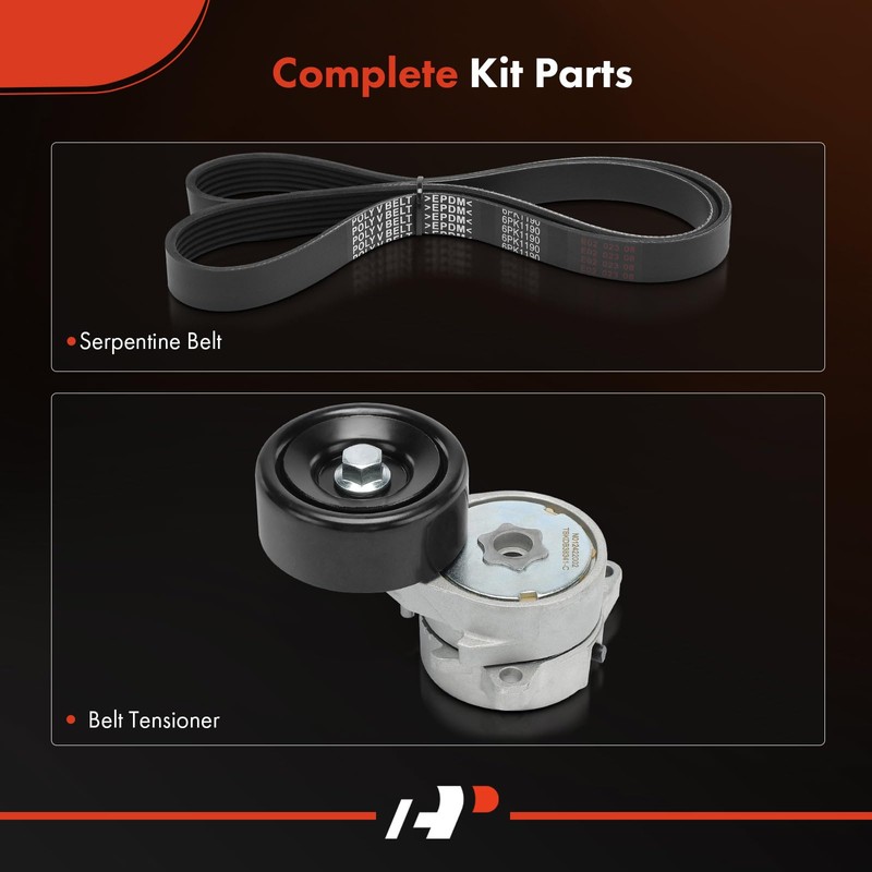 A-Premium Engine Serpentine Belt Drive Kit with Tensioner Compatible with