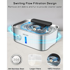 Dog Water Fountain for Large Dogs,3 Gallon Stainless Steel Dog Water Bowl Fountain,Large Pet Water Drinking Fountain with Deeper Drinking Area,Swirling Filtration Design with Fresher & Cleaner Water