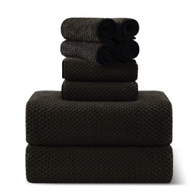 8-Piece Brown Bath Towel Set, 2 Extra Large Bath Towel Sheets, 2 Hand Towels and 4 Washcloths - Highly Absorbent Quick Dry Microfiber,Ultra Soft Towel Set for Bathroom, Waffle Weave Design, Pack of 8