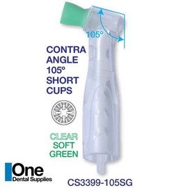 Premium Plus Dental Disposable Clear Body Prophy Angles Short Green Cup Soft 105° 100's