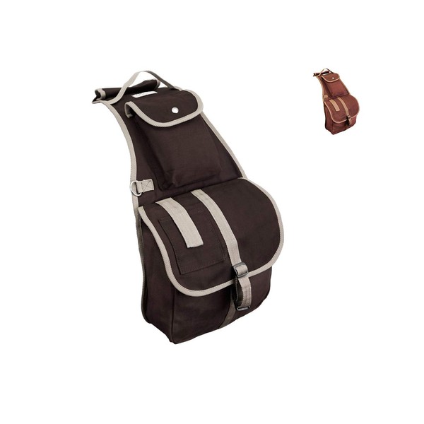 Tahoe Tack Large Multi Pocket Canvas Horse Saddle Bag with Cell Phone Pocket (Black)