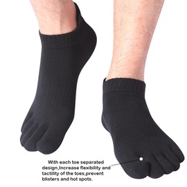 Meaiguo Toe Socks No Show Five Finger Socks Running Toe Socks for Men Women (Black/A5)