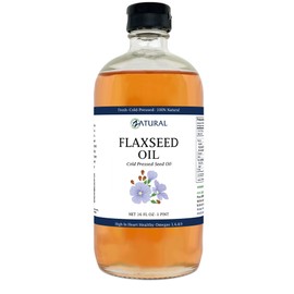 Zatural Flaxseed Oil - 100% Pure Flax Seed Oil - 0 Additives - 0 Fillers - Cold Pressed - Unrefined (16oz Glass)