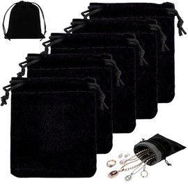 50 Piezas Bolsitas para Joyería, Bolsas Para Joyeria de Tela, 7 x 9 CM, con Cordón, Bolsas De Terciopelo Pequeñas, Elegantes Y Reutilizables, para Reg