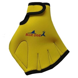EXCEREY 1 Pair Swimming Webbed Gloves Training Gloves Aquatic Fitness Paddles Water Resistance Diving Hand Web for Men, Women, Scuba Diving, Snorkeling, Spear Fishing (Yellow,Free Size)