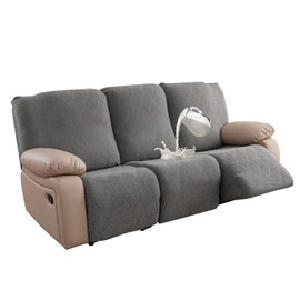 YUEANG 100% Waterproof Recliner Sofa Slipcovers, 3 Pieces Stretch Reclining Couch Covers for 3 Cushion Couch Sofa Pet Friendly Washable Furniture Covers for Dogs, Pets, Kids (Gray, 3 Seater)