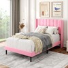 Gruwans Twin Size Bed Frames with Wingback Headboard Easy Assemnly