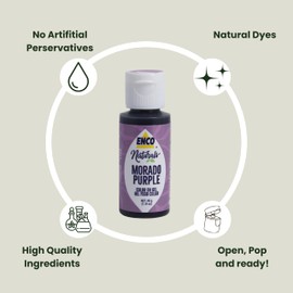 ENCO Naturals Food Coloring Gel Purple 1.41 oz - No artifitial dyes - Vibrant colors for Icing, Buttercream, Fondant