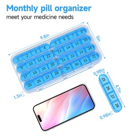 Zoksi Monthly Pill Organizer 1 Times a Day, 30 Day Pill Box Organizer,One Month Pill Case for Travel, 31 Day Daily Medcine Container for Vitamins, Supplement & Medication