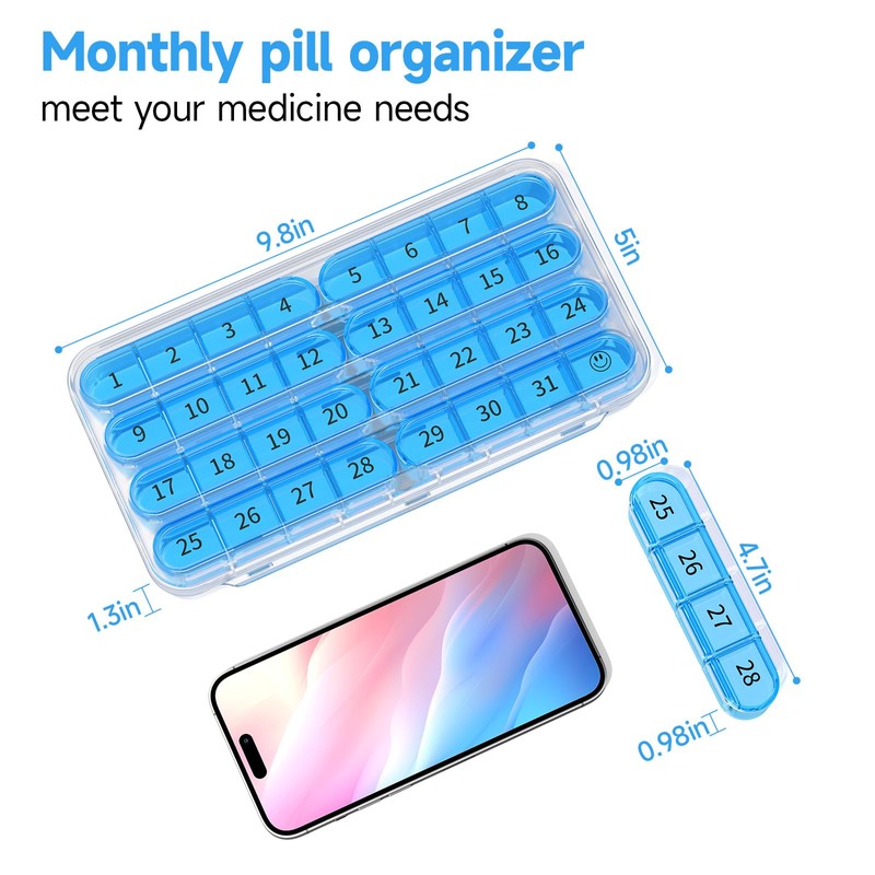 Zoksi Monthly Pill Organizer 1 Times a Day, 30 Day