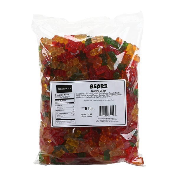 Kervan Gummy Candy, Bears, Bulk 5 Pound Bag