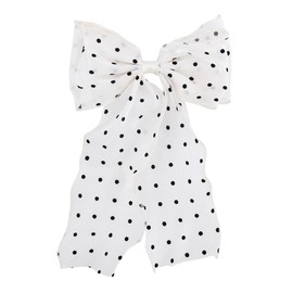 Polka Dot Hair Bow Accessories for Women Girls Silk Satin White Hair Bow Clip Bowknot Hair Clip for Girls Women Ribbon Bows for Hair Long Tail Hair Bows for Girls Women Bow Knot Hair Clip