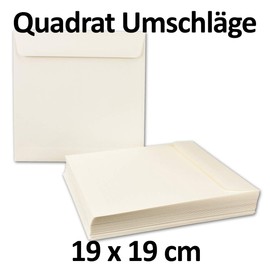 NEUSER PAPIER 10x square envelopes 19 x 19 cm, opal white - wet glue, strong quality 120 g/m² - square envelopes for invitation cards