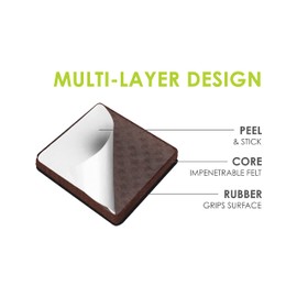 Slipstick GorillaPads Non Slip Furniture Pads/Gripper Floor Protectors (Set of 4) 3 Inch Square Self Adhesive Rubber Stoppers for Furniture Legs, CB155