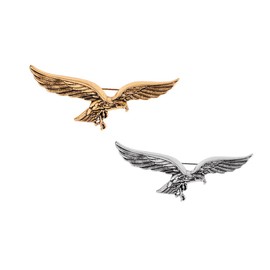Punk 2pcs Men's Eagle Brooch Jewelry.Gold Sliver Plated Metal Crystal Lapel Pin Vintage Wedding Brooch.Cool Badge Pins for Jackets Coat Suit Tuxedo Tie Hat Scarf., Metal, no gemstone