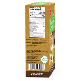 Pocas Honey Ginger Instant Tea Powder, Soursop Flavor, Real Ginger Extract & Honey, Caffeine-Free Tea, 20 Packets