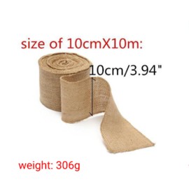 Burlap Jute Ribbon Wide Jute Burlap Fabric Craft Ribbon Roll 10 Yards Burlap Ribbon(10CM)