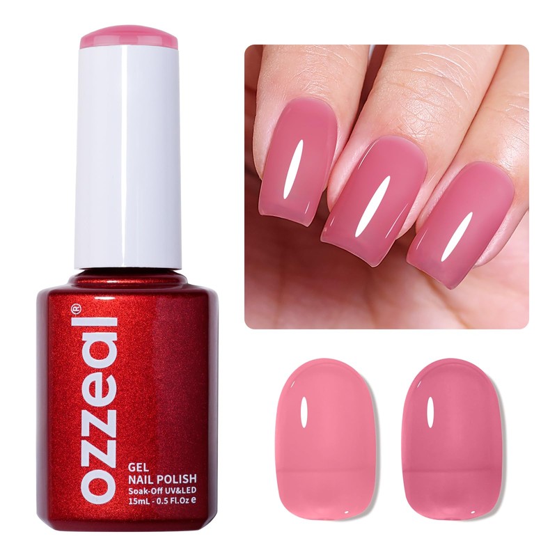 Jelly Gel Polish, Rose Pink Jelly Nail Gel Polish Translucent