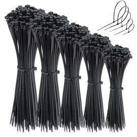 LISAPRO 1000PCS Cinchos de Plastico, Bridas para Cables para Electricidad, Cintillos de Plástico Nylon Autobloqueantes Resistente, 5 Tamaños-10/15/20/