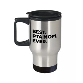 SpreadPassion PTA Mom Gifts - Best PTA Mom Ever Travel Mug - Birthday or Christmas Present