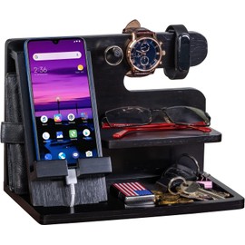 MFDXWCV Birthday Present for Men, Father's Day Gift, Smartphone Stand, Wooden, Small Storage