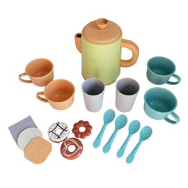 alldoro 60420 Kitchen Set with Coffee Pot - Set of 17 for Children's Kitchens Made of Plastic Wheat Straw Mixture Ecofriendly