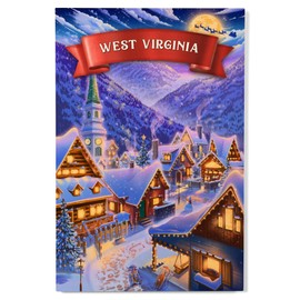 Lantern Press 12x18 Inch Premium Wood Sign, Ready to Hang Wall Decor, West Virginia, Sleepy Winter Christmas Village