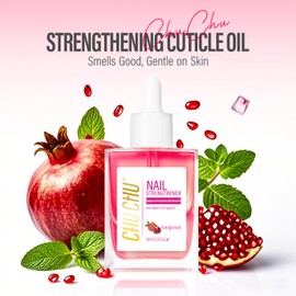 CHUCHU Nail Cuticle Oil Strengthener - Pomegranate Scent Repair Growth Moisturizing Treatment - Natural Jojoba Vitamin B & E for Dry Cracked Nails