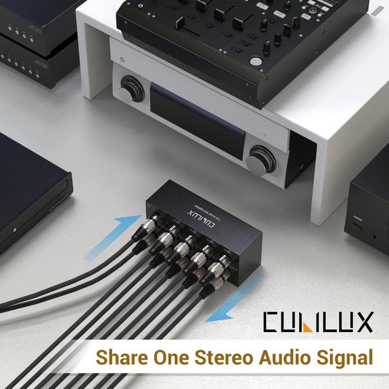 Cubilux 4-Way XLR Stereo Audio Passive Splitter, 1 Female to