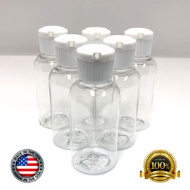Empty Clear Plastic Bottles 2 Oz, Small Travel Bottles Set, Refillable Bottles with Flip Caps, TSA Approved. PERFECT USE AS REFILLABLE HAND SANITIZER BOTTLES
