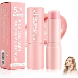 Bálsamo en Barra Multifuncional PDRN Pink Collagen Volume - 5% Bálsamo Antienvejecimiento para Rostro y Labios con ADN de Salmón y Colágeno Marino - Rellena, Reafirma e Hidrata al Instante - Reduce Líneas Finas y Arrugas, Prebase de Maquillaje