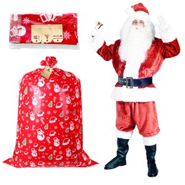 YIYIW 3Pcs Christmas Gift Bags, 56 x 36" Extra Large Gift Bags with Gift Tags and Red Rope, Oversized Heavy Duty Xmas Goodie Bags Huge Presents (Red)