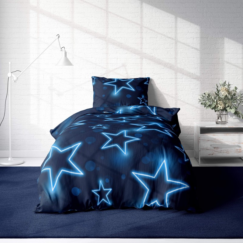 one-home Stars Bed Linen Set 135 x 200 cm Star