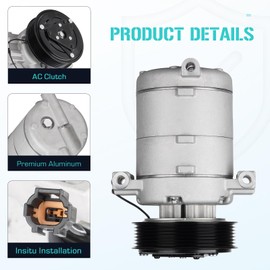Air Conditioner A/C Compressor with Clutch Fits for Nissan Frontier 4.0L 2005-2019, for Nissan Xterra 4.0L 2005-2015 & 2.5L 2005, for Suzuki Equator 2009-2012, Replaces ‎57885, 5512312