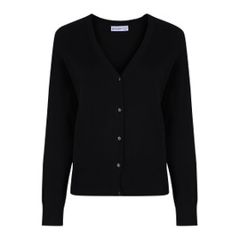 Trutex Girls Cardigan, 100% Cotton, Long Sleeve, V-Neck, Kids School Uniform (Black, 16 Years UK)