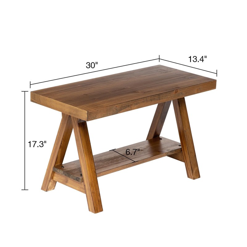 Wnutrees Farmhouse Wood Bench, Rustic Indoor Storage Bench for Entryway,