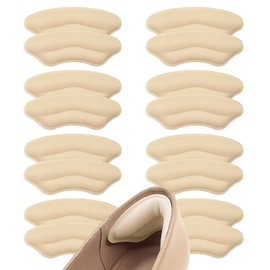 8 Pairs Heel Pads for Shoes, Soft Heel Protectors and Cushion Inserts for Loose Shoes, Anti-Slip Heel Grips to Improve Fit and Comfort, Blister Prevention for Men and Women Beige