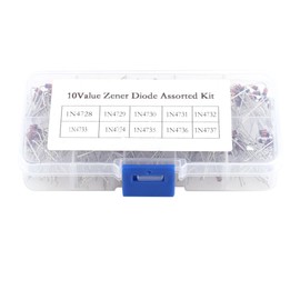 Zener Diodes Assortment, 200 Pieces 10Values ​​1N4728~1N4737 Electronic Kit with Zener Diode Assortment and Storage Box