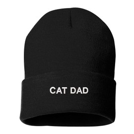 DSY Lifestyle Cat Dad Unisex Beanie Hat - Cat Lover Beanie (Black)