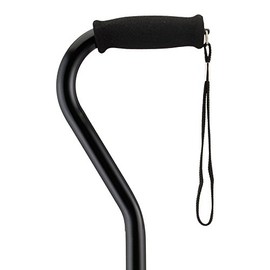 NOVA Designer Walking Cane with Offset Handle, Lightweight Adjustable Walking Stick with Carrying Strap, Black