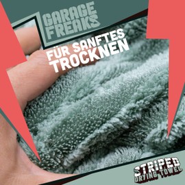 Garage Freaks Hybrid Car Drying Towel Striped Drying Towel 1x XXL Microfibre Cloth Large 50 x 80 cm 1300 GSM Extremely Absorbent Towel