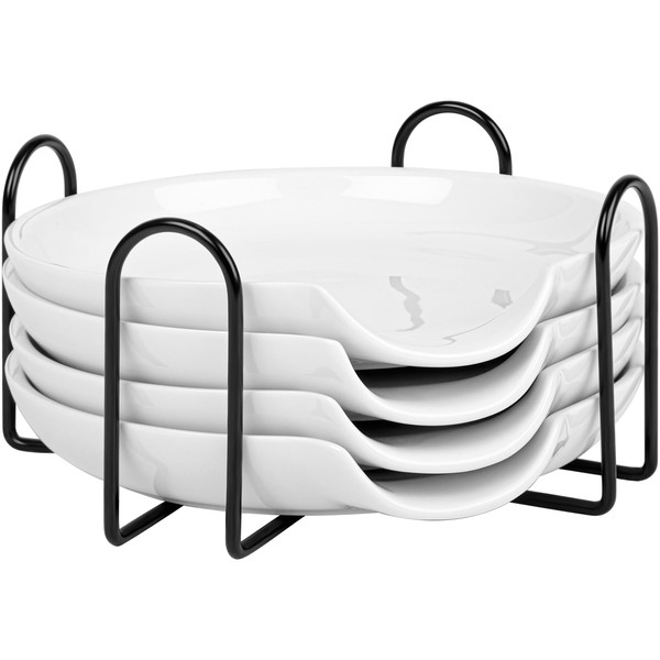 Belle Vous 4 Pack of White Ceramic Spoon Rests with