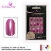 Bling Art Oval False Nails Fake Acrylic Matte Pink Metallic