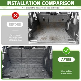 Qyebbk Cargo Liners for 2018-2025 Jeep Wrangler JL Unlimited 4X4 4 Door,Trunk Mat with Seat Back Cover Accessories All Weather Rear Cargo Mat Backrest Protector for JL/JLU Gas Type (Not for 4XE)