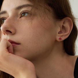 Heart Earrings Sterling Silver Studs Earrings for Women Mum Gifts Cute Earrings Birthstone Earrings