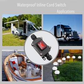 RPTCOTU Direct Plug-in Power Cord Switch Waterproof Connector Switch IP65, on/Off Toggle Switch with Cocker Button Switch for RVs, Home appliances and More.（AC HS）