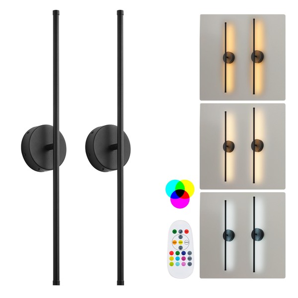 KARTOOSH Battery Operated Wall Sconces Set of Two, with Remote