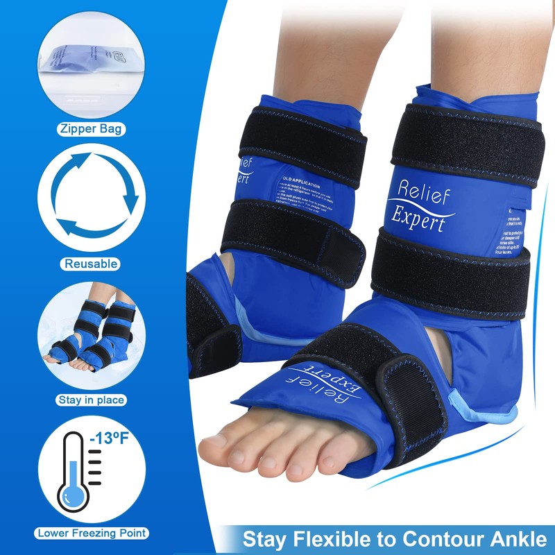 Relief Expert Ankle Ice Pack Wrap 2 Packs – Reusable