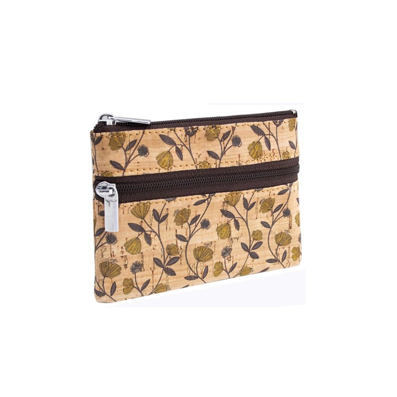 Boshiho Eco-Friendly Cork Zip Wallet with Key Ring, Green (green
