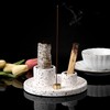 JUXYES White Terrazzo Stone Incense Burner Holder, Marble Stone Sage